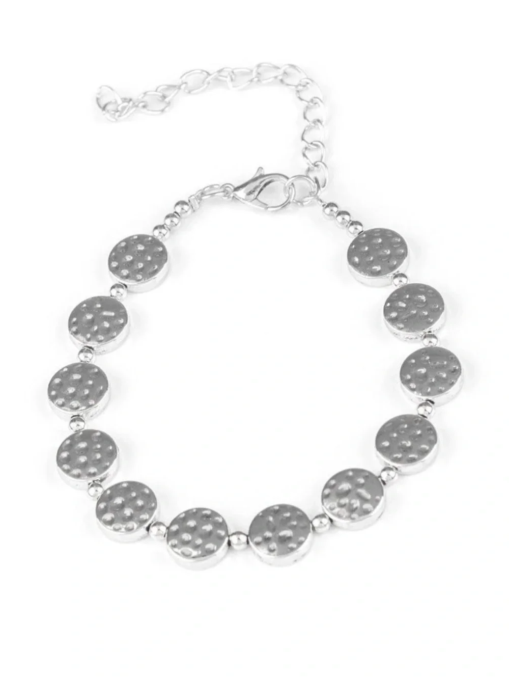 NEW! Artisan Bliss Silver Tone Textured Disc Coin Bracelet - paparazzi